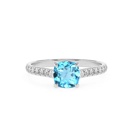 natural swiss-blue-topaz cushion half eternity solitaire engagement rings in sterling silver 