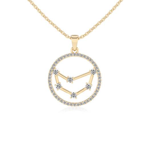 lab grown moissanite round necklaces in yellow gold 