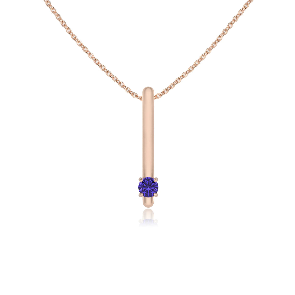 lab grown tanzanite round bar necklaces in rose gold 