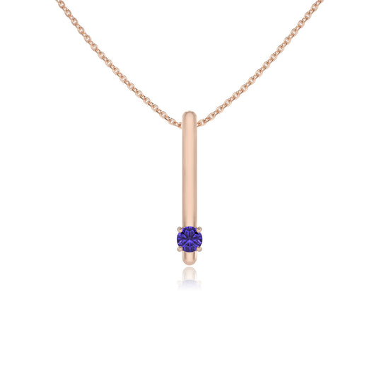 lab grown tanzanite round bar necklaces in rose gold 