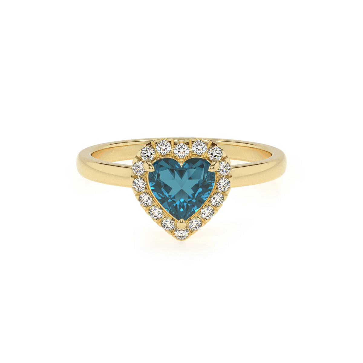 natural london-blue-topaz heart solitaire rings in yellow gold 