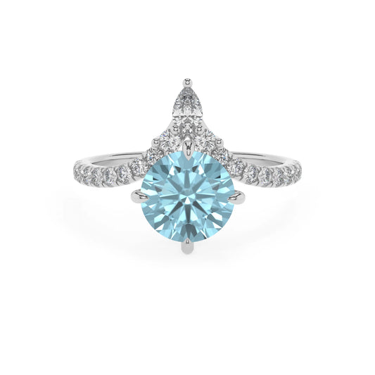 lab grown aquamarine round solitaire rings in platinum 