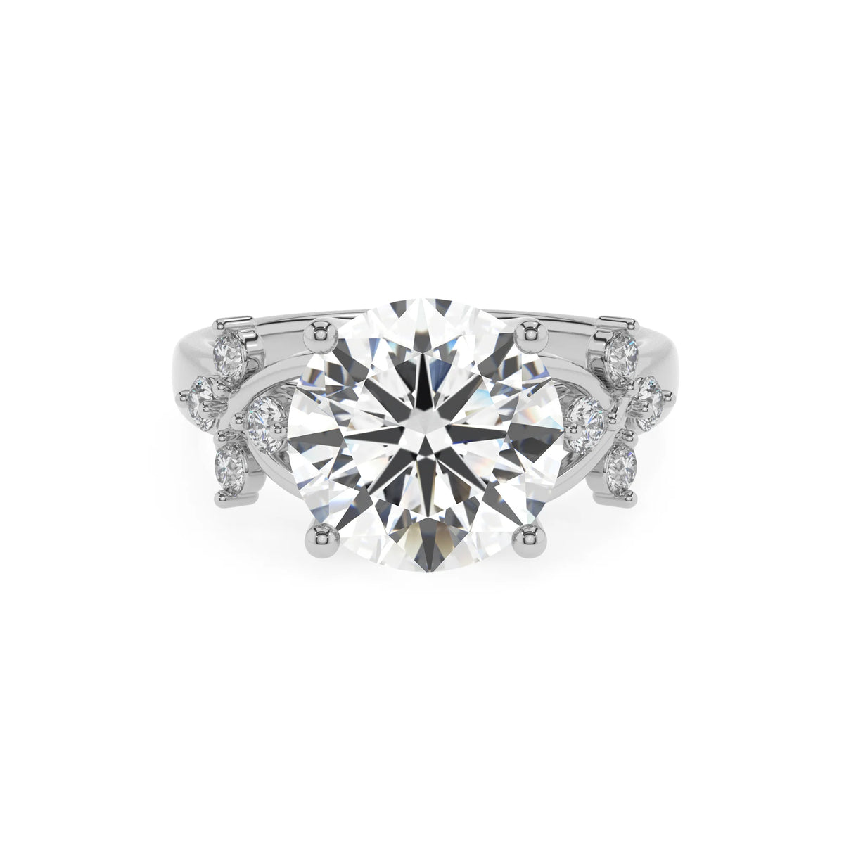lab grown moissanite round solitaire rings in platinum 