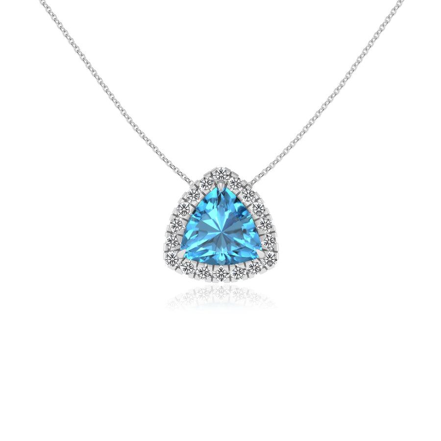 natural swiss blue topaz trillion solitaire necklaces in sterling silver 