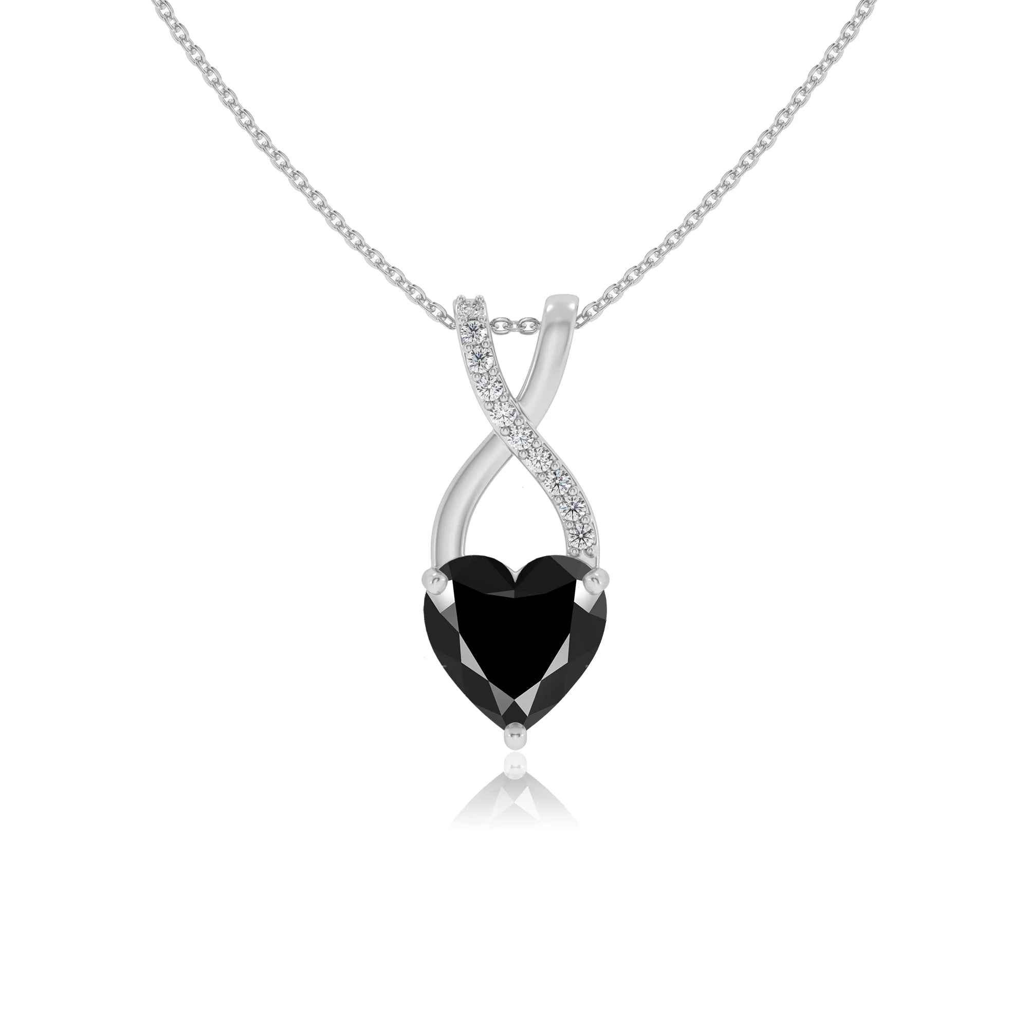 natural black-onyx heart solitaire necklaces in sterling silver 