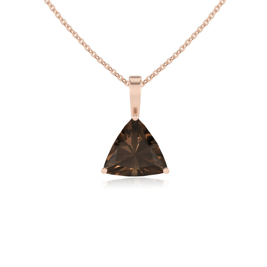 natural smoky-quartz trillion solitaire necklaces in rose gold 