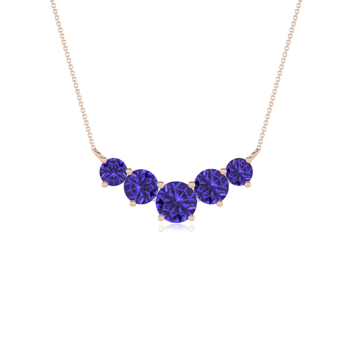 lab grown tanzanite round bar necklaces in rose gold 