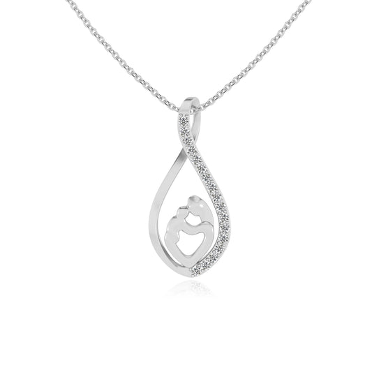 lab grown moissanite round necklaces in white gold 