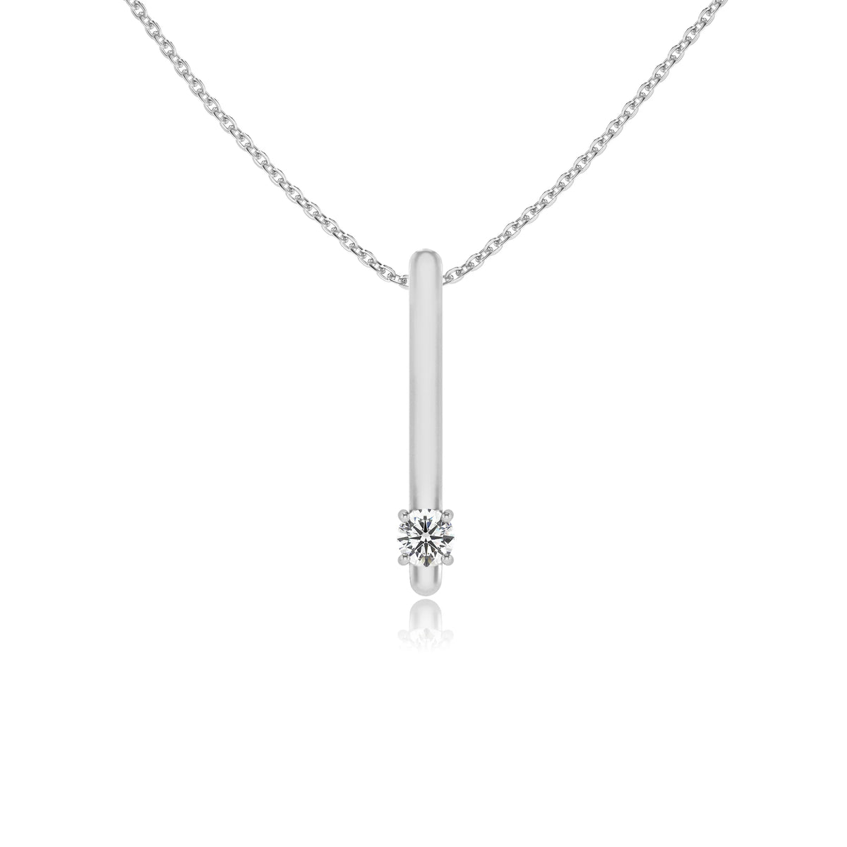 lab grown moissanite round bar necklaces in sterling silver 