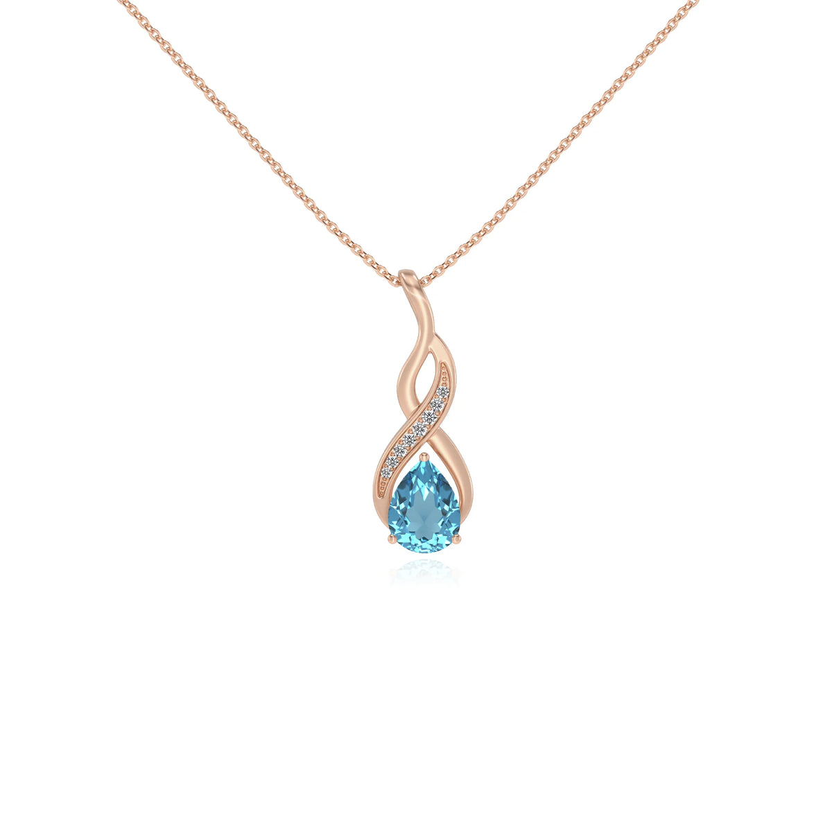 natural swiss-blue-topaz pear solitaire necklaces in rose gold 