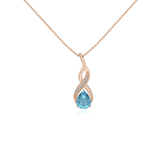 natural swiss-blue-topaz pear solitaire necklaces in rose gold 