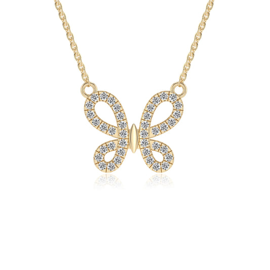 lab grown moissanite round infinity necklaces in yellow gold 