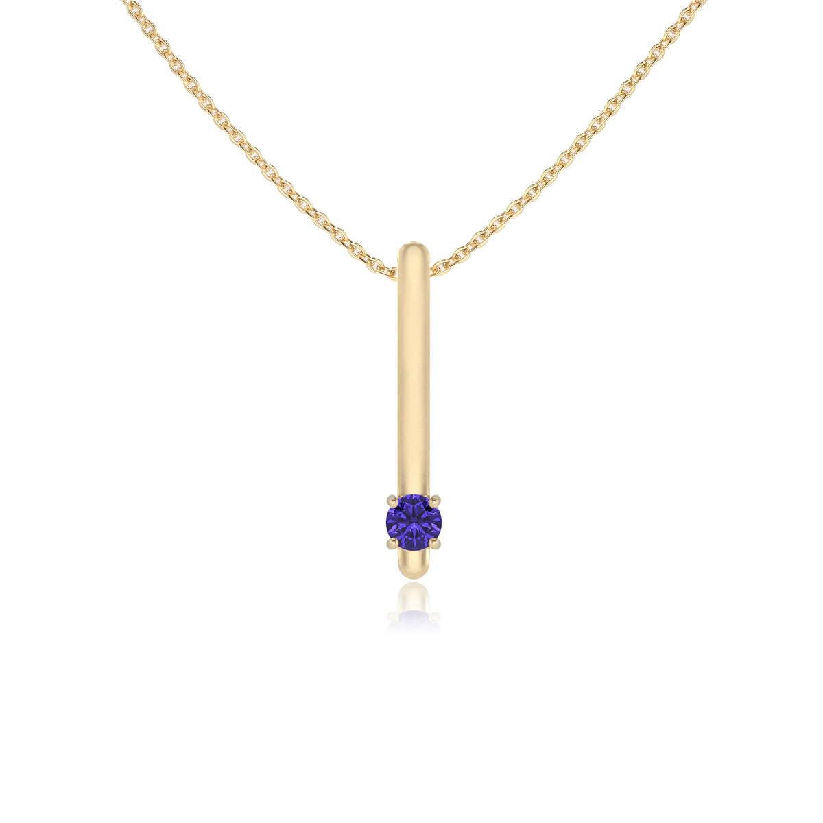 lab grown tanzanite round bar necklaces in yellow gold 