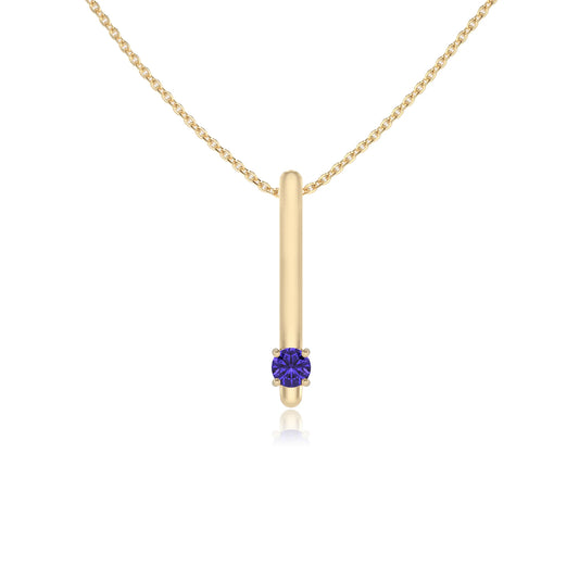 lab grown tanzanite round bar necklaces in yellow gold 