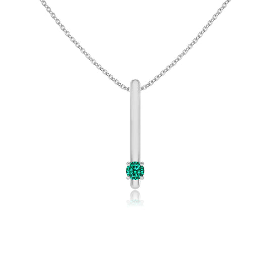 lab grown emerald round bar necklaces in white gold 