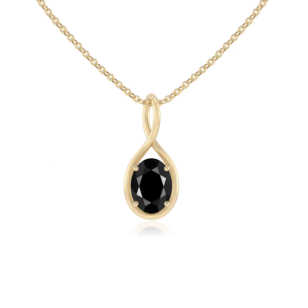 natural black-onyx oval solitaire necklaces in yellow gold 