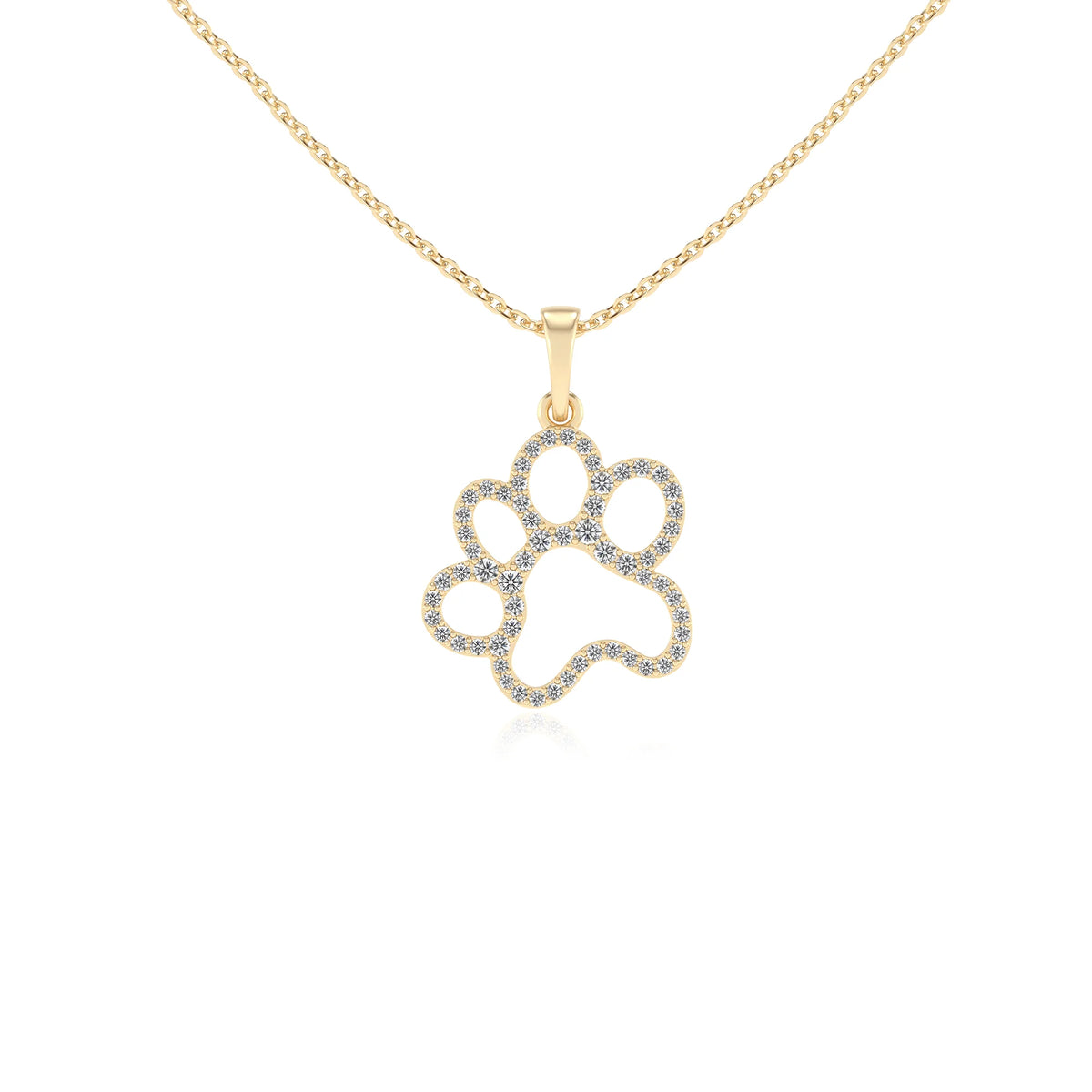 lab grown moissanite round v-bale necklaces in yellow gold 