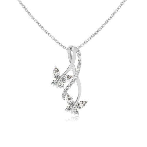 Lab Grown Diamond Buttefly Pendant Necklace with 18" Chain