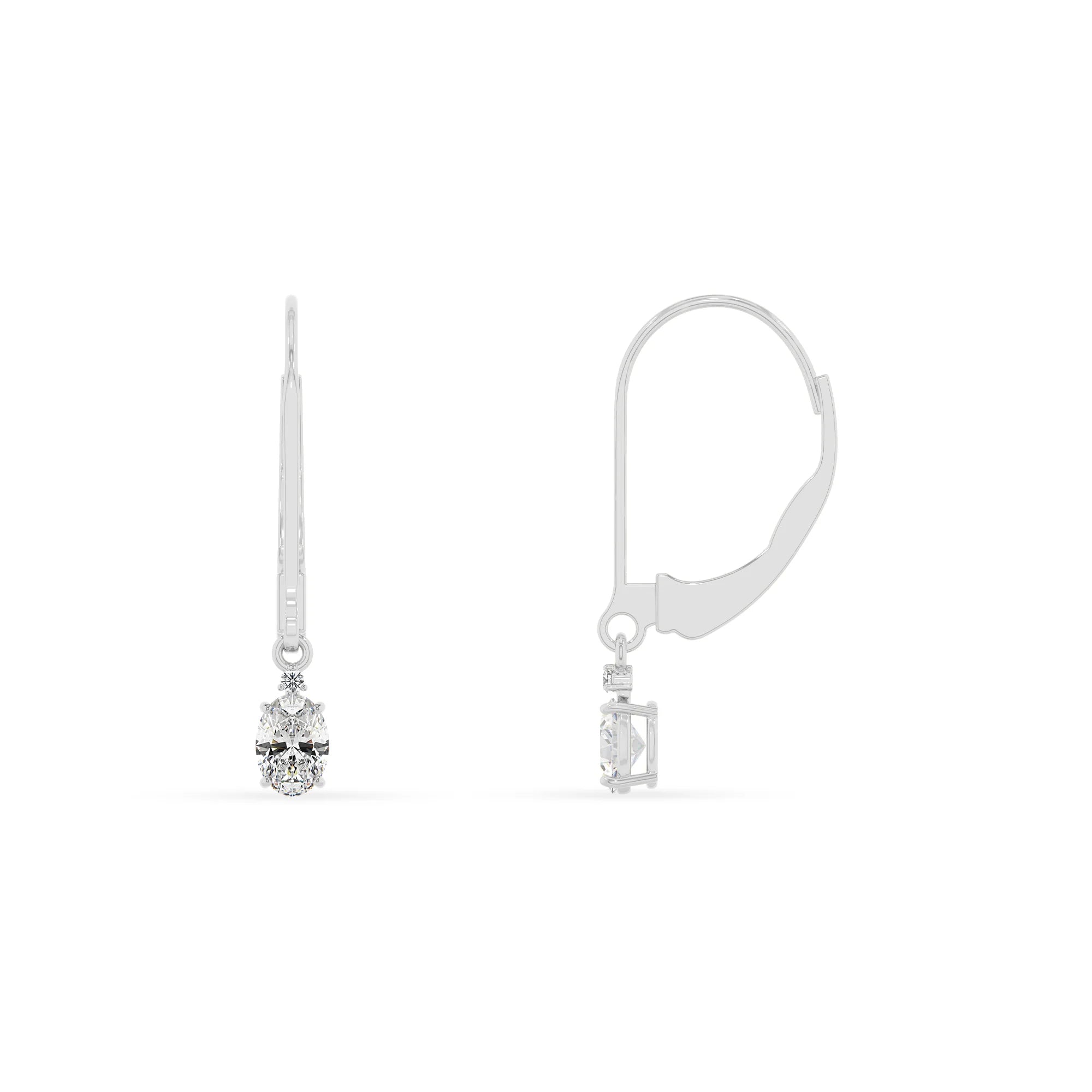 lab grown moissanite oval drop earrings in sterling silver 