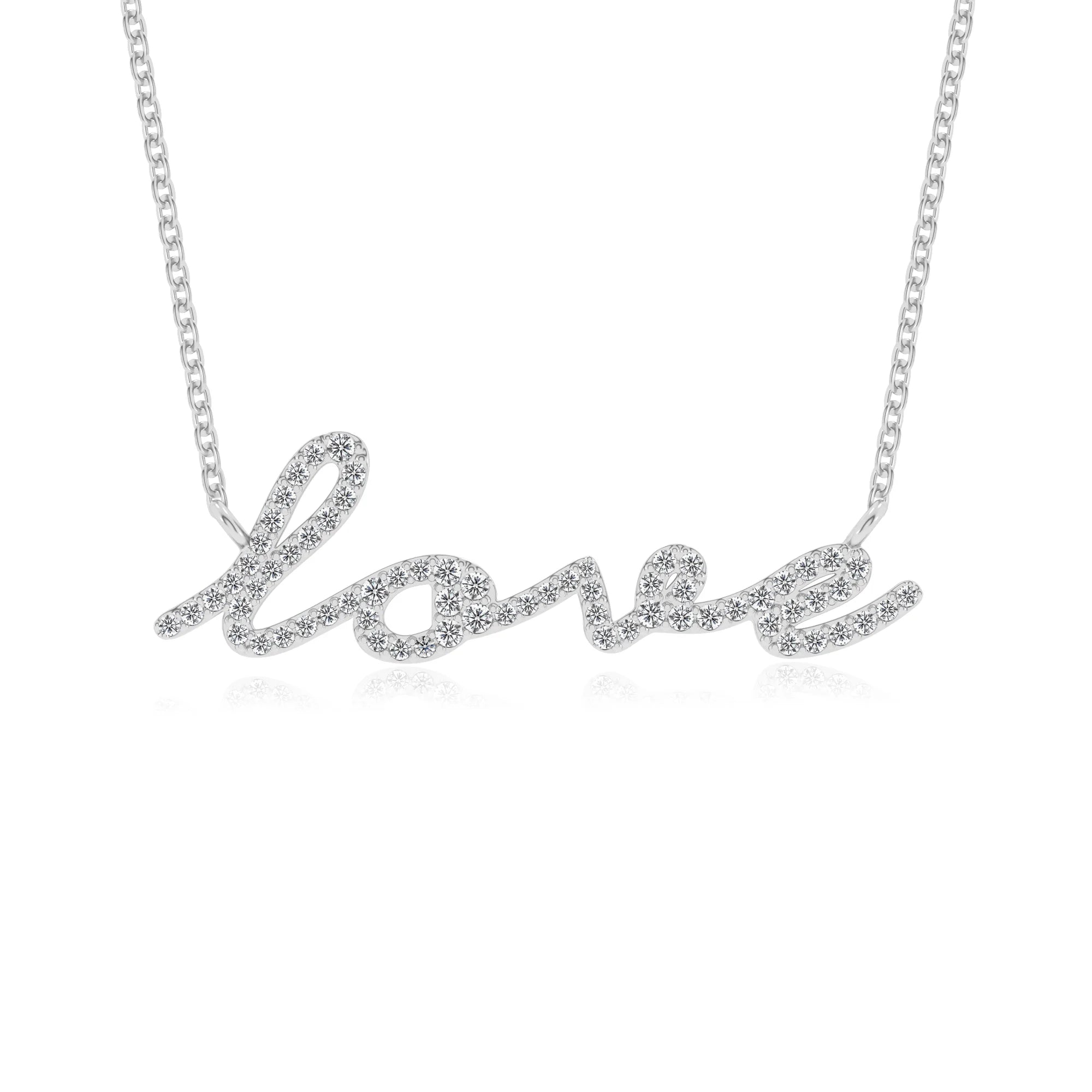 lab grown moissanite round infinity necklaces in platinum 