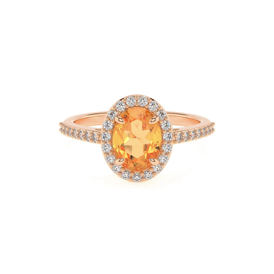 lab grown citrine oval solitaire rings in rose gold 