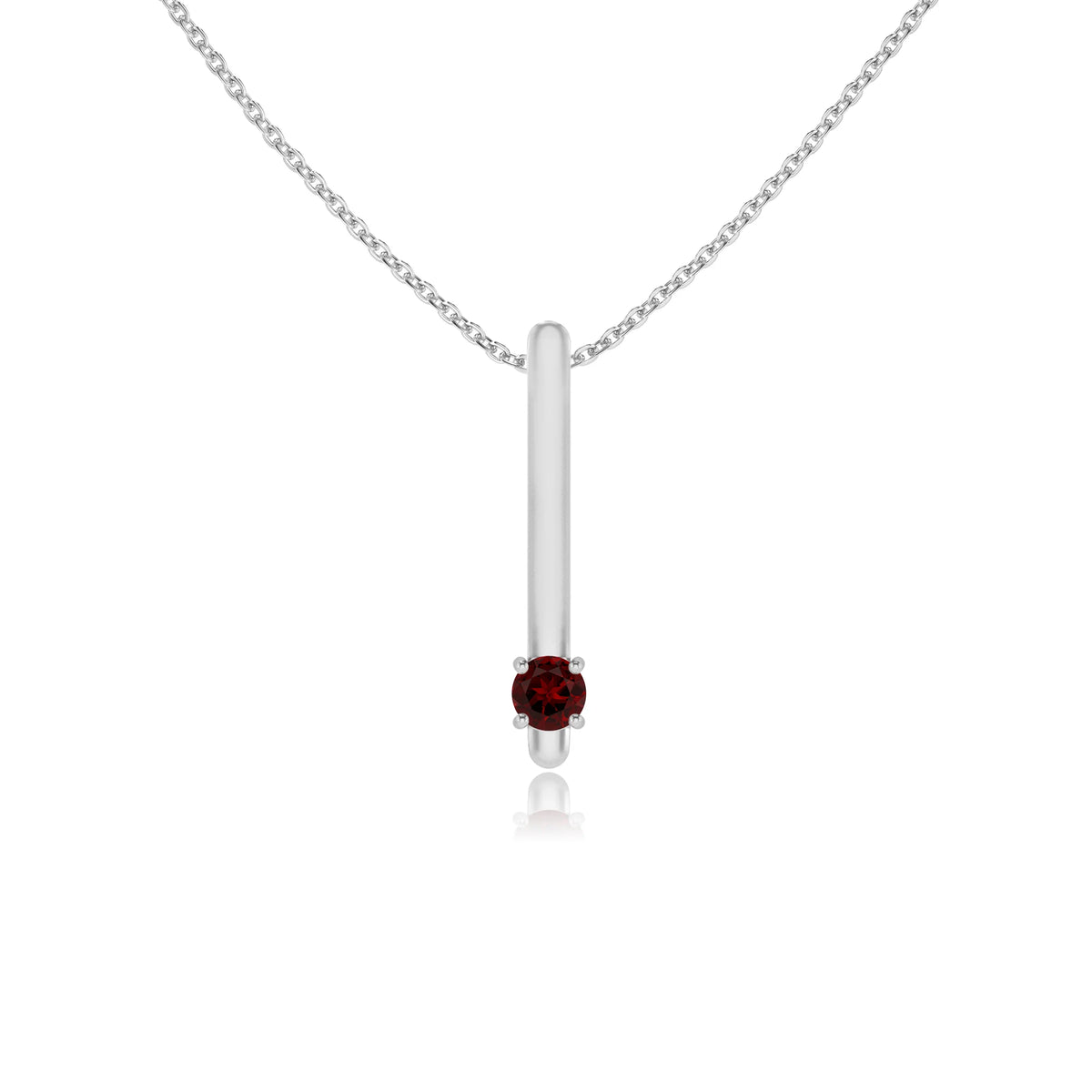 natural garnet round bar necklaces in platinum 