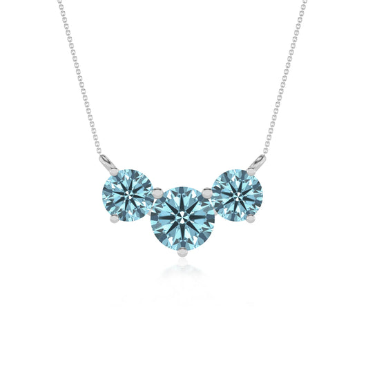 lab grown aquamarine round solitaire v-bale necklaces in platinum 