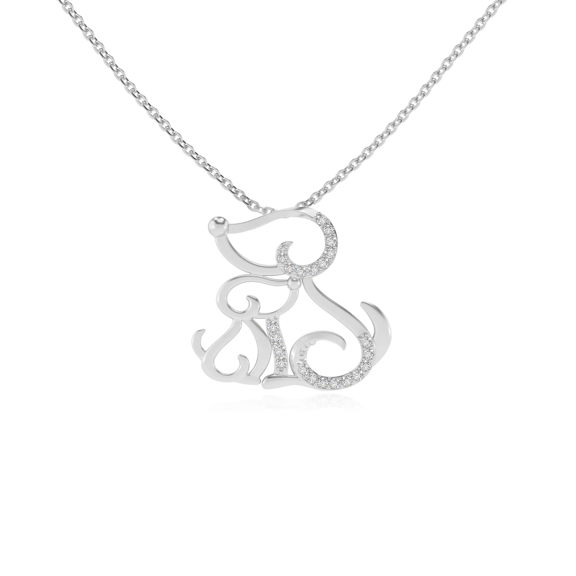 lab grown moissanite round necklaces in platinum 