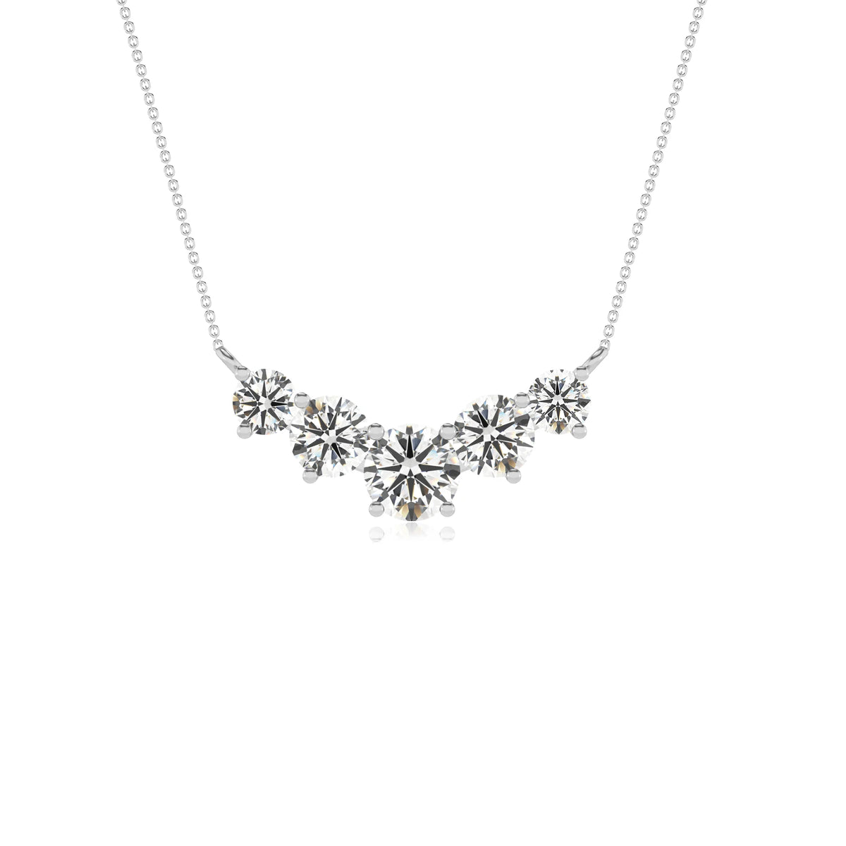lab grown moissanite round bar necklaces in sterling silver 