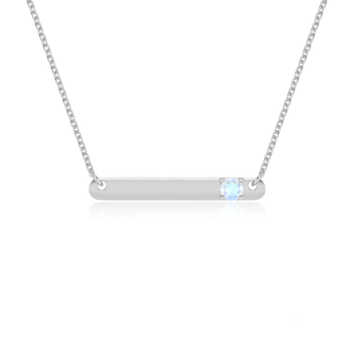 natural rainbow-moonstone round bar v-bale necklaces in platinum 
