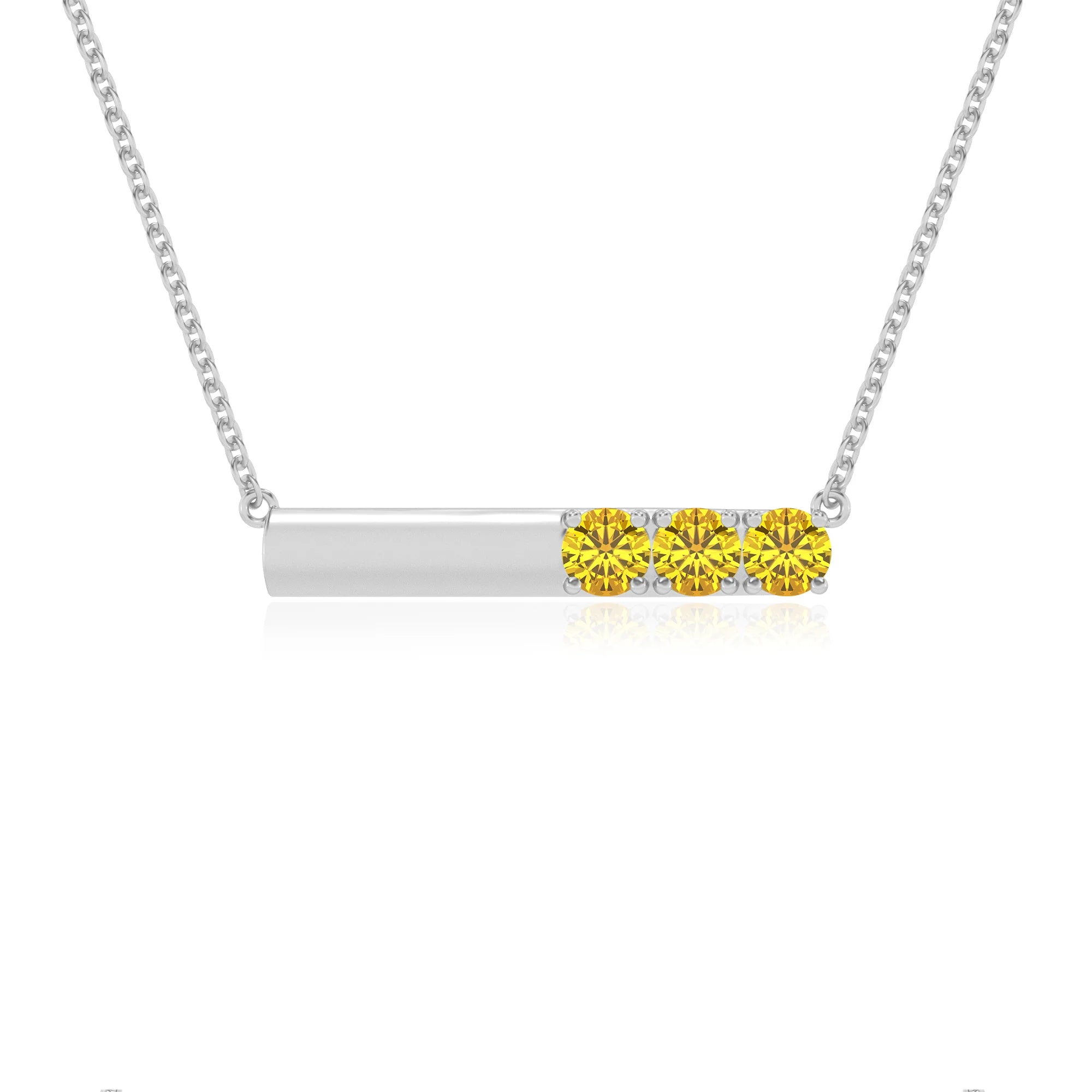 lab grown yellow-sapphire round bar v-bale necklaces in sterling silver 