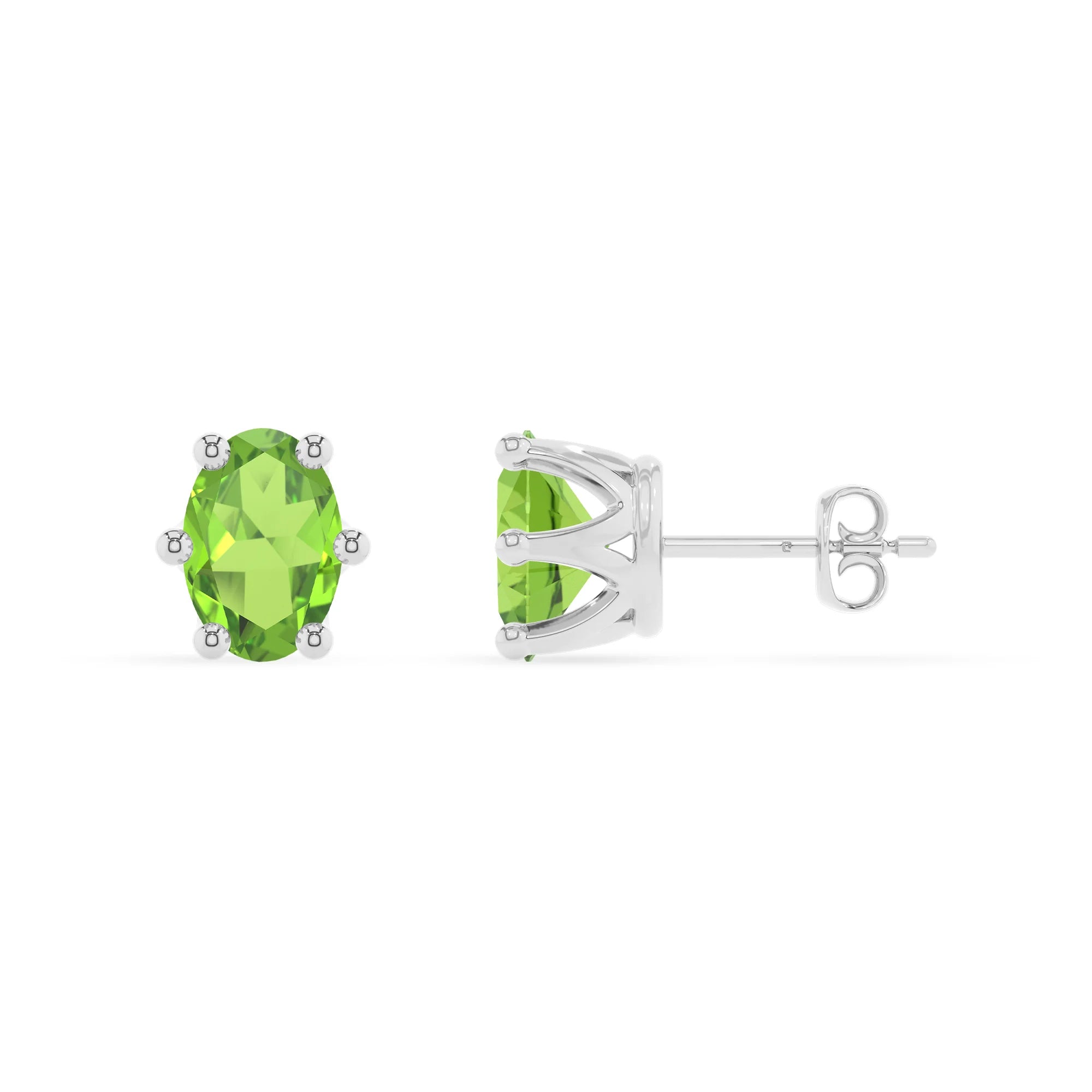 natural peridot oval stud earrings in sterling silver 
