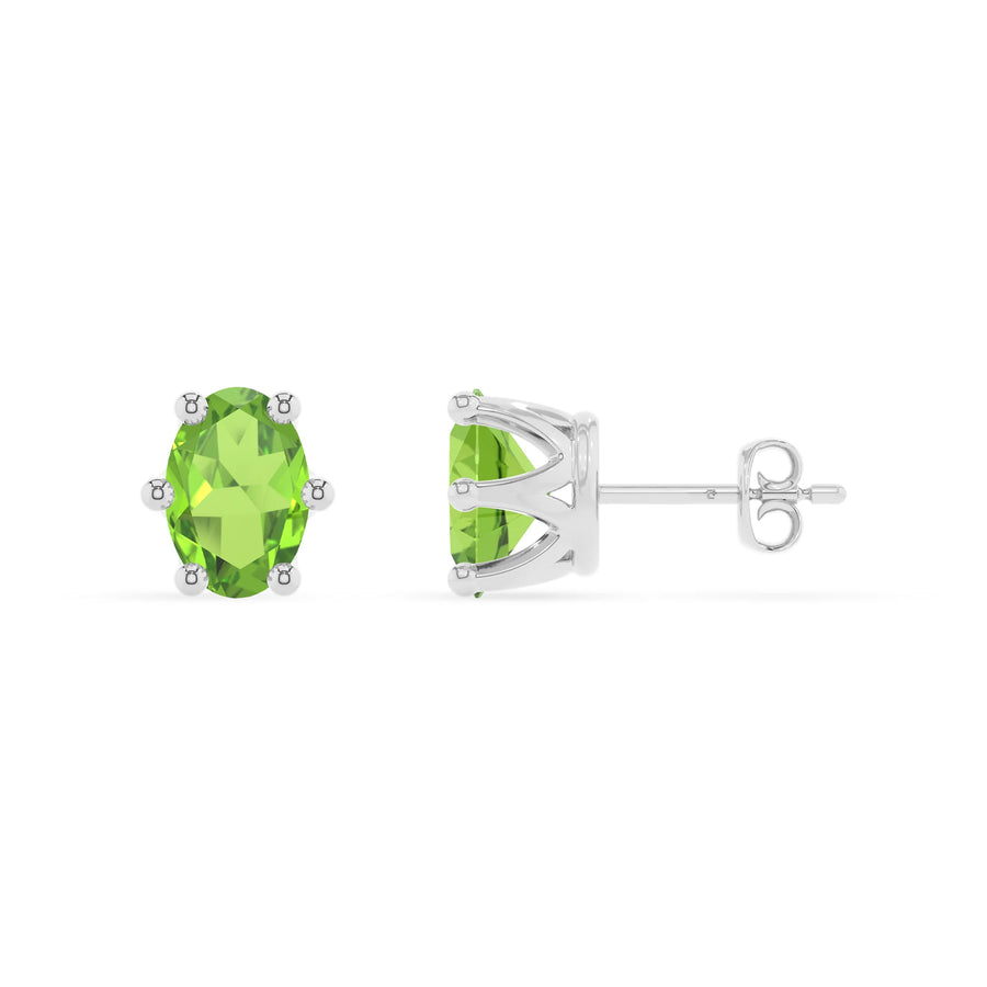 natural peridot oval stud earrings in sterling silver 