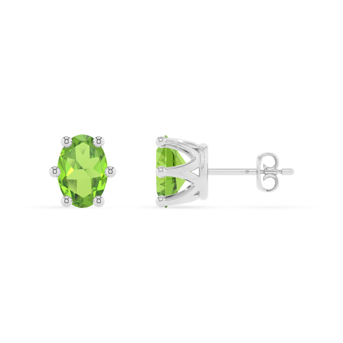 natural peridot oval stud earrings in sterling silver 