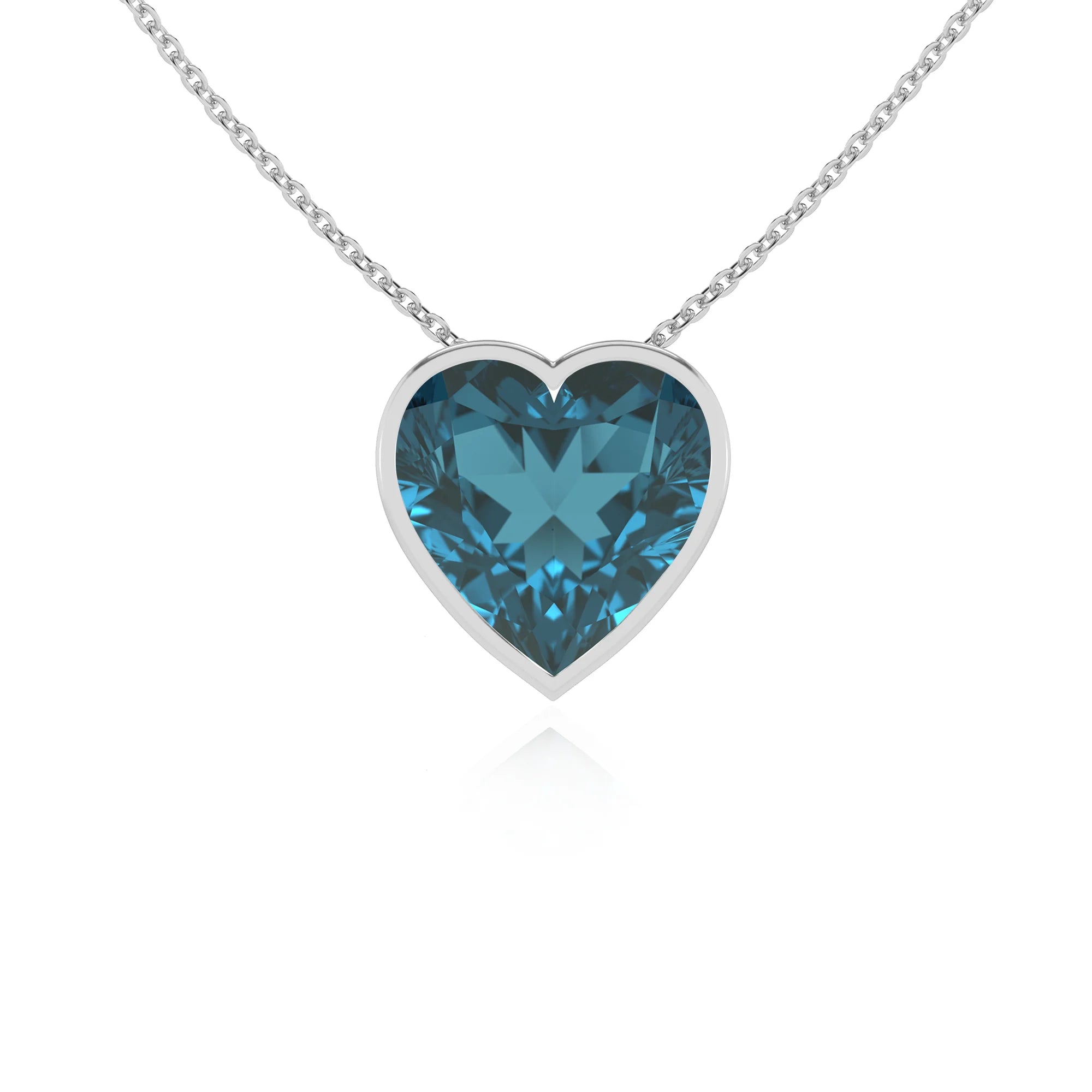 natural london-blue-topaz heart solitaire necklaces in sterling silver 