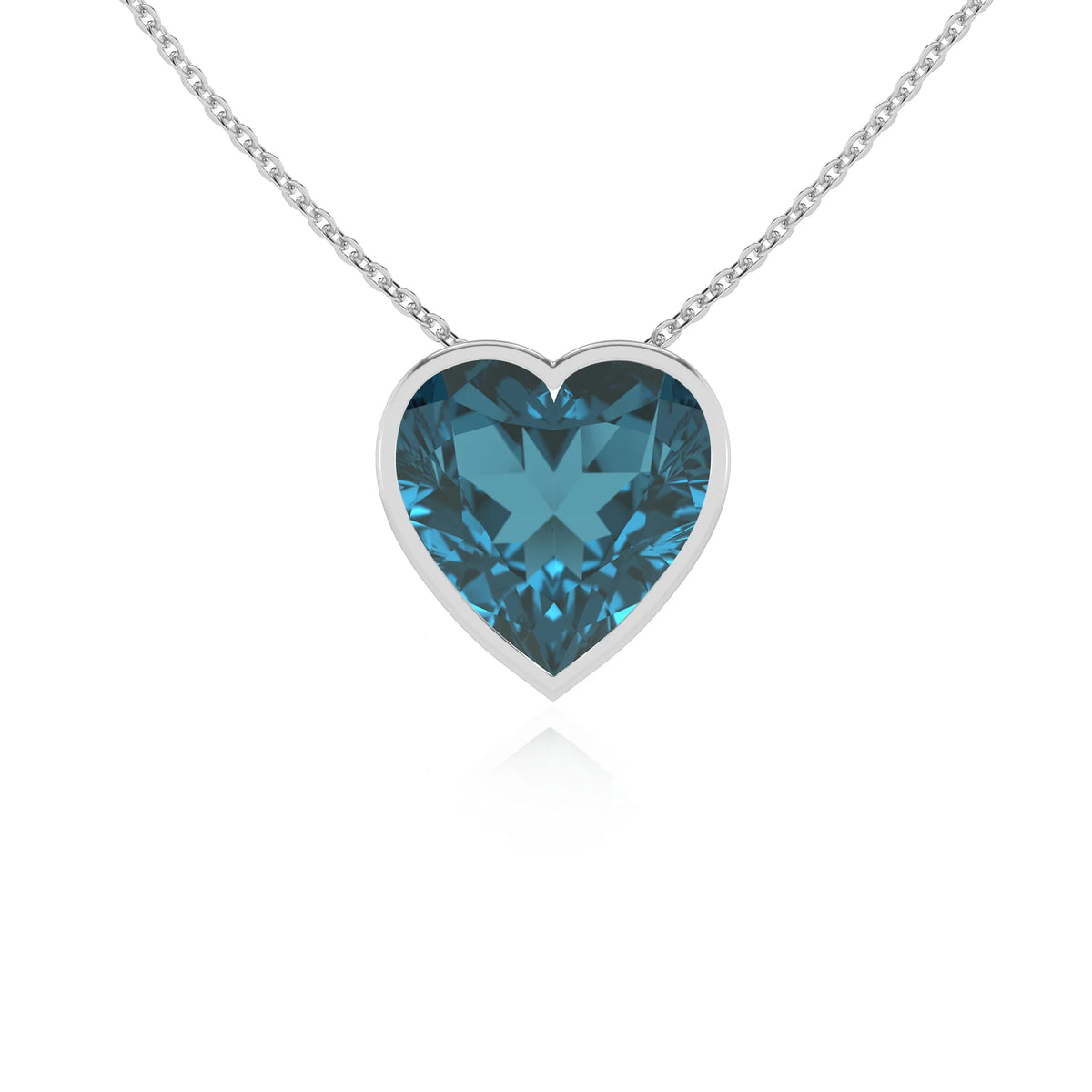 natural london-blue-topaz heart solitaire necklaces in sterling silver 