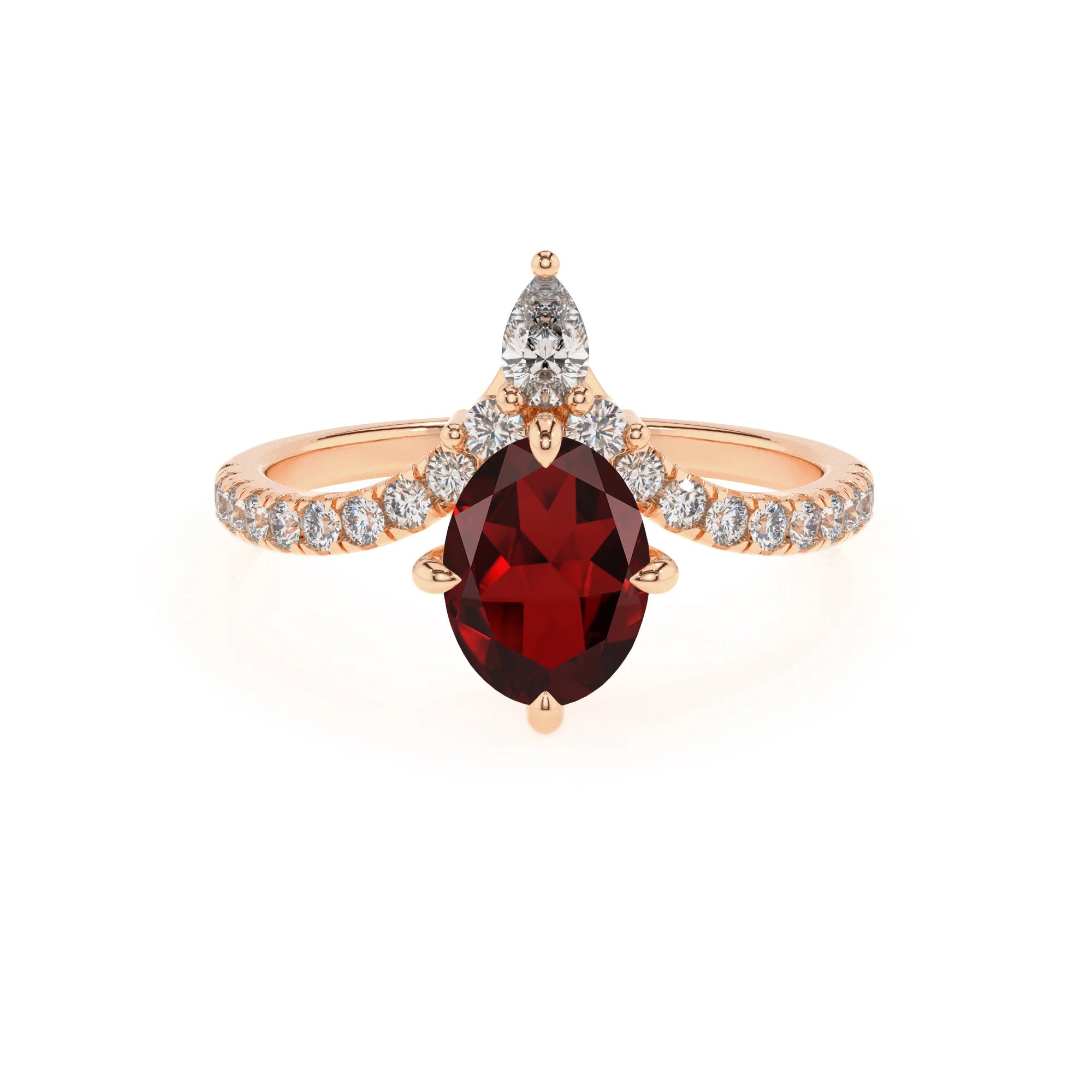natural garnet oval solitaire rings in rose gold 