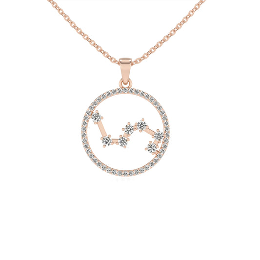 lab grown moissanite round necklaces in rose gold 