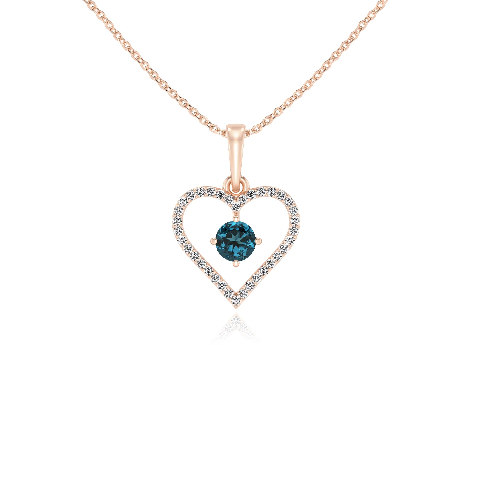 natural london-blue-topaz round infinity necklaces in rose gold 