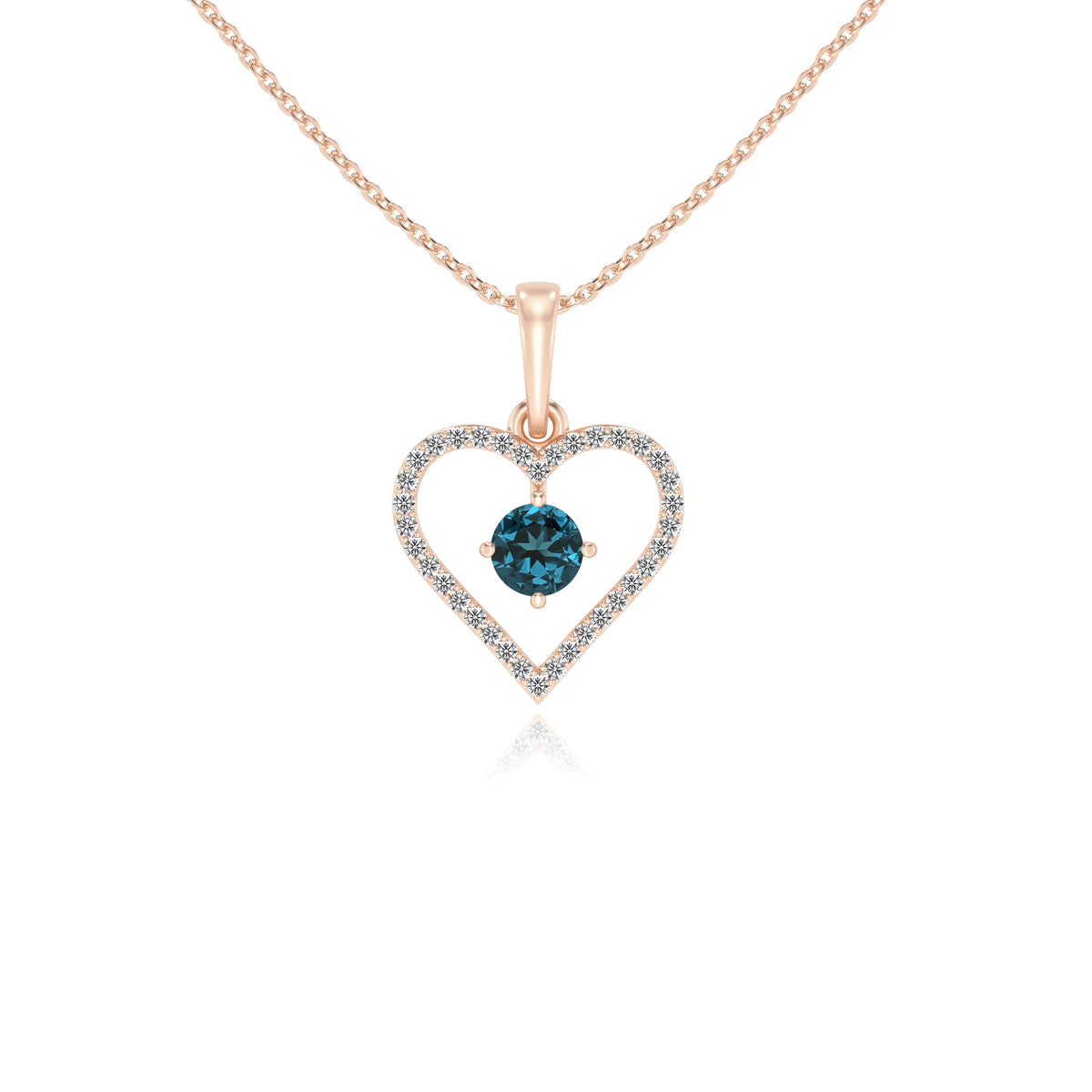 natural london-blue-topaz round infinity necklaces in rose gold 