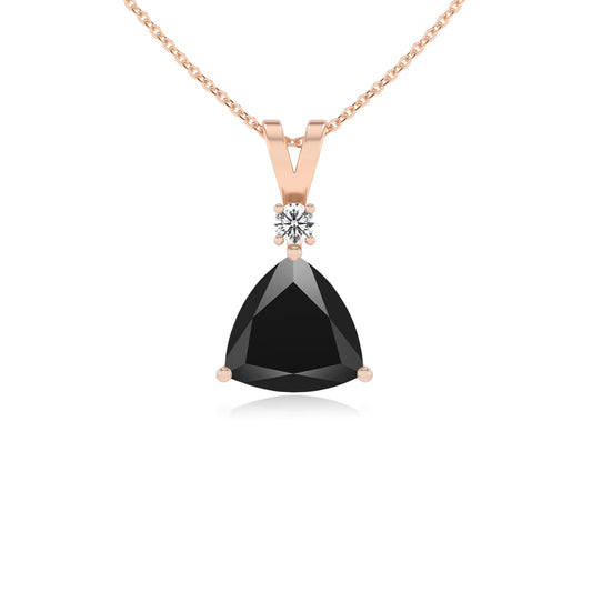 natural black-onyx trillion solitaire v-bale necklaces in rose gold 