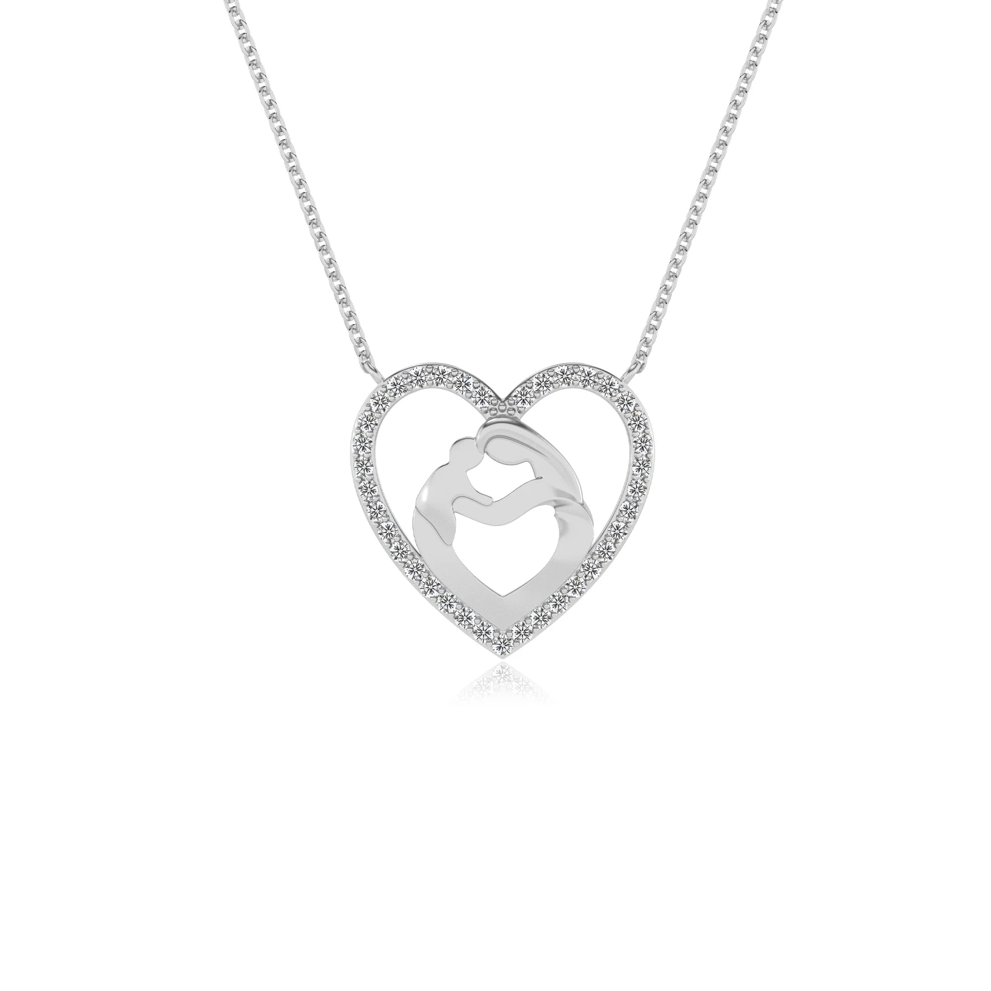 lab grown diamond round necklaces in sterling silver 