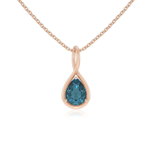 natural london-blue-topaz pear solitaire necklaces in rose gold 