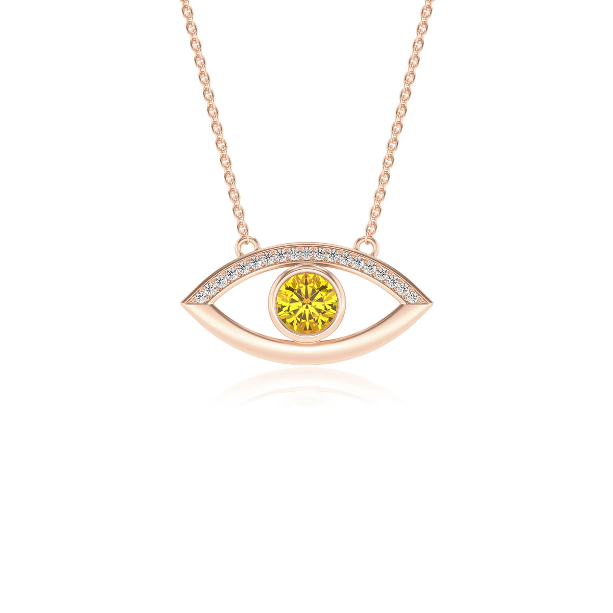 lab grown yellow-sapphire round solitaire necklaces in rose gold 