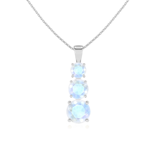 natural rainbow-moonstone round bar v-bale necklaces in platinum 