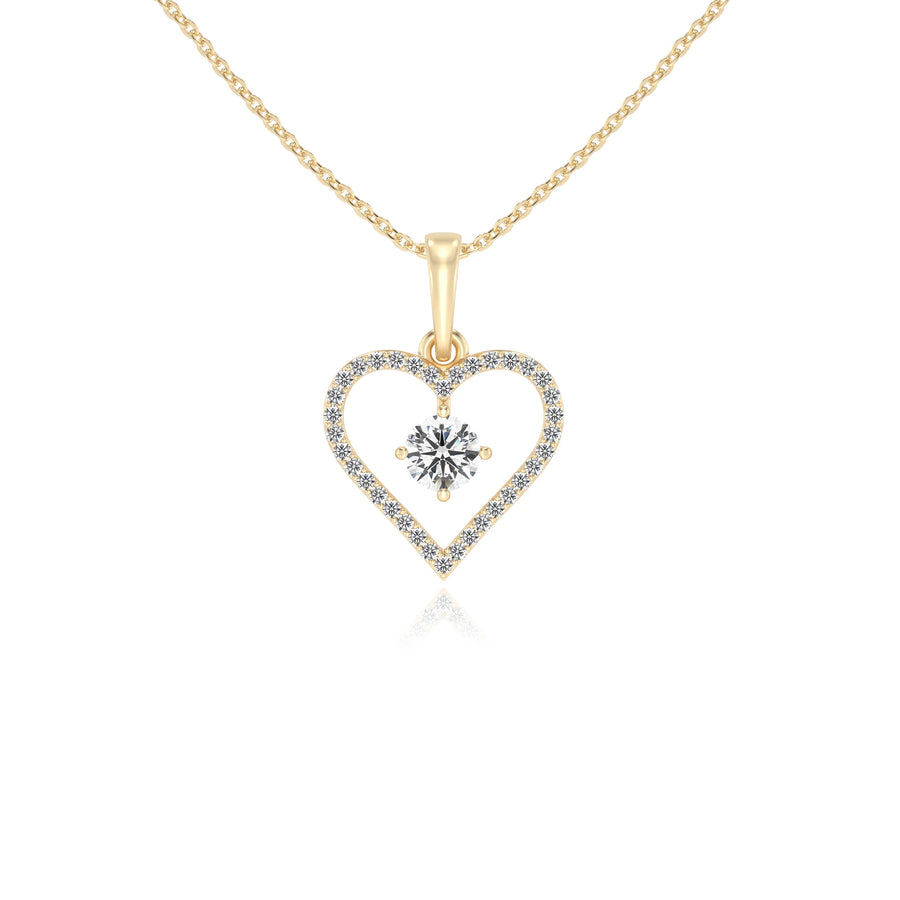 lab grown moissanite round infinity necklaces in yellow gold 
