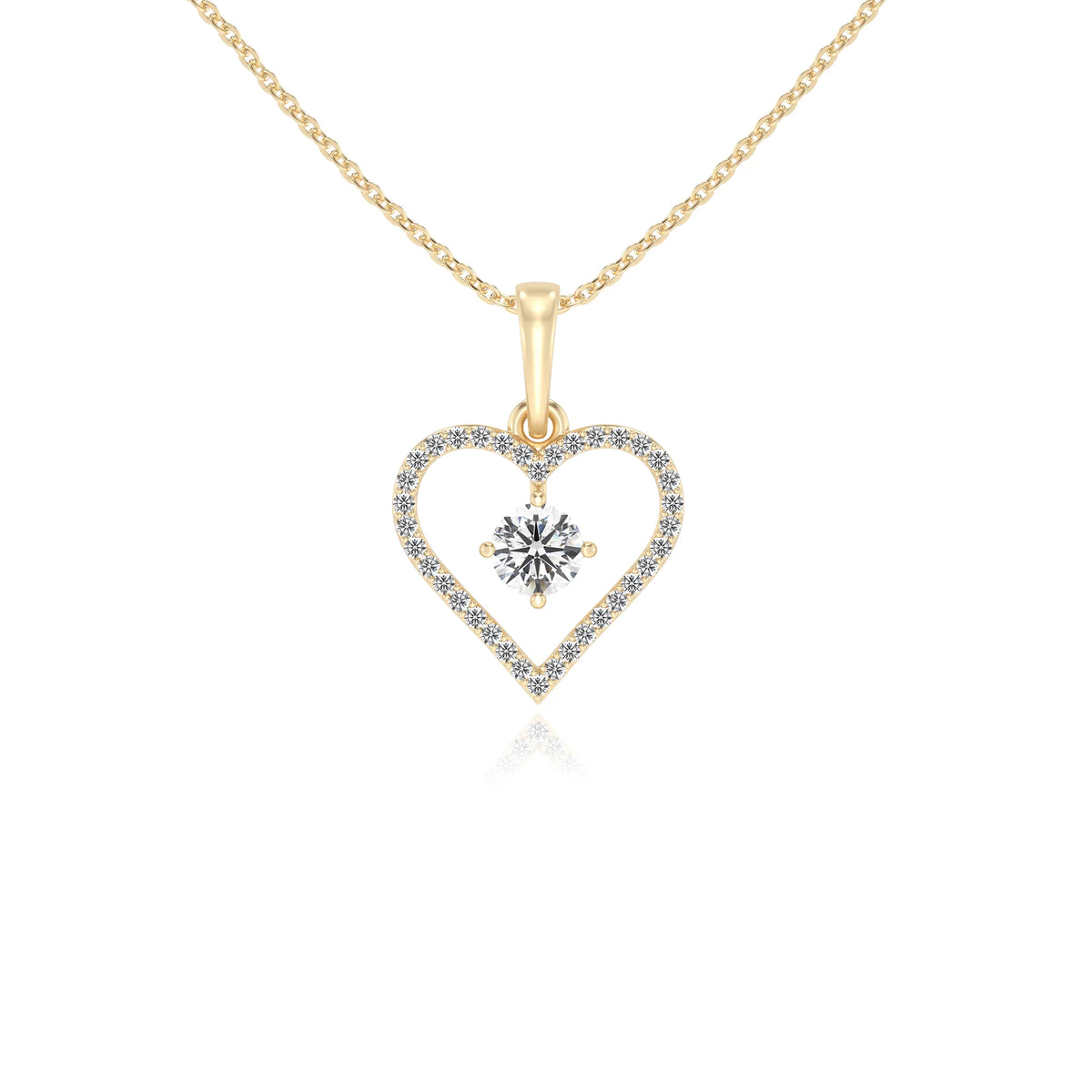 lab grown moissanite round infinity necklaces in yellow gold 