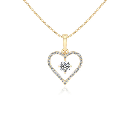 lab grown moissanite round infinity necklaces in yellow gold 