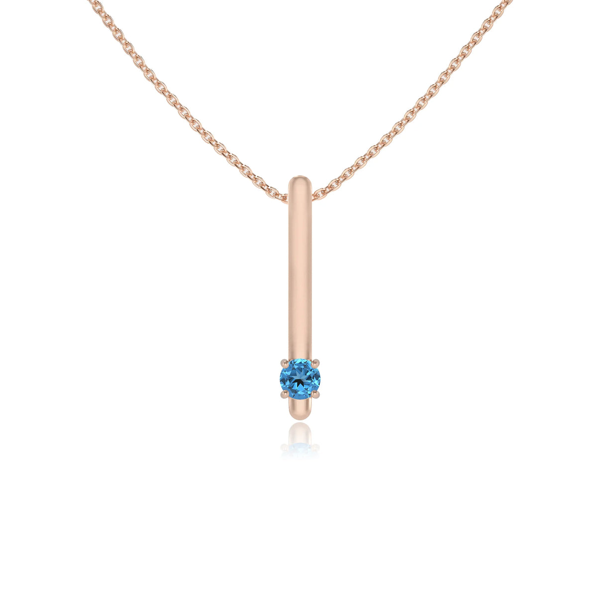 natural swiss-blue-topaz round bar necklaces in rose gold 