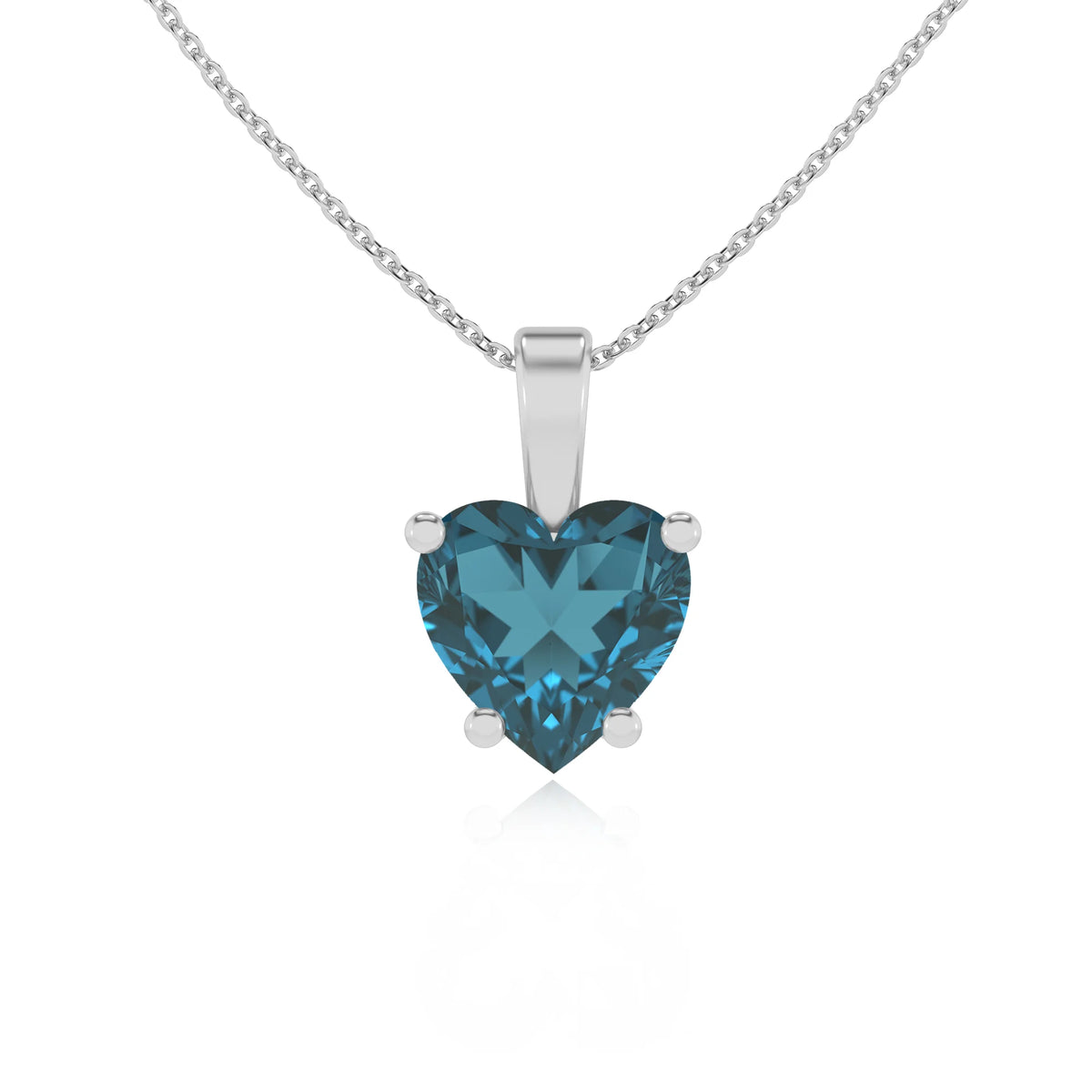 natural london-blue-topaz heart solitaire necklaces in platinum 